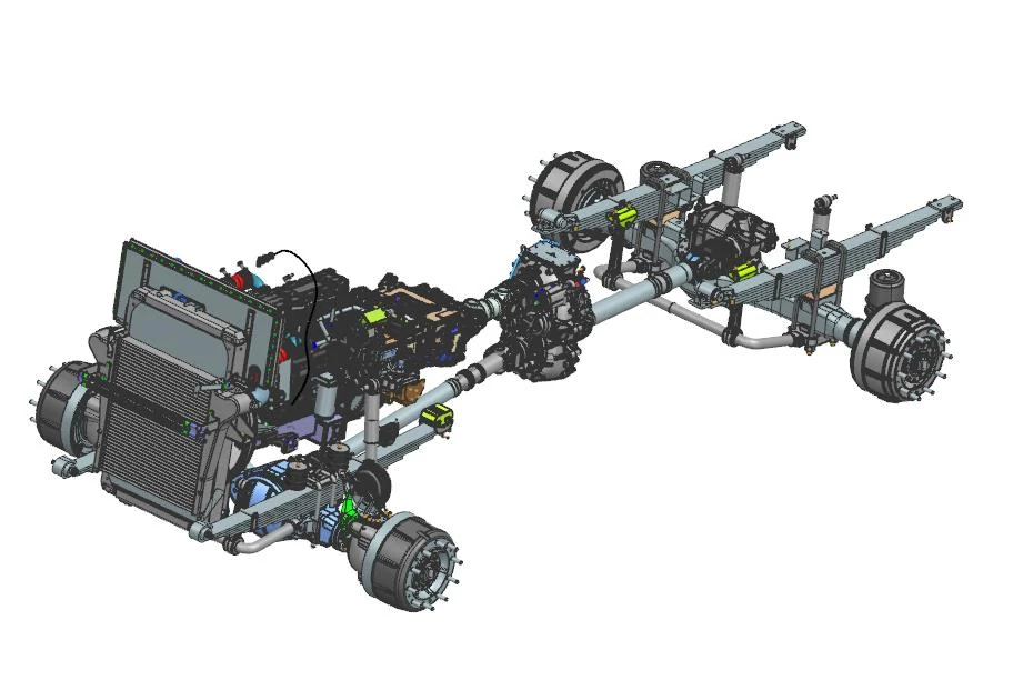 Illustration of running gear and mechanical assemblies